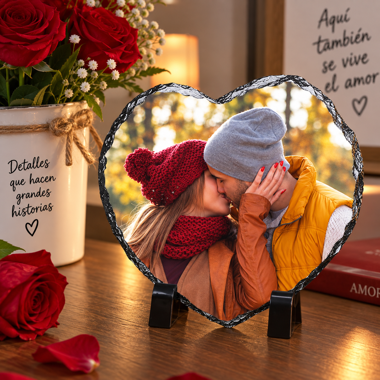 Fotoroca de corazón personalizada